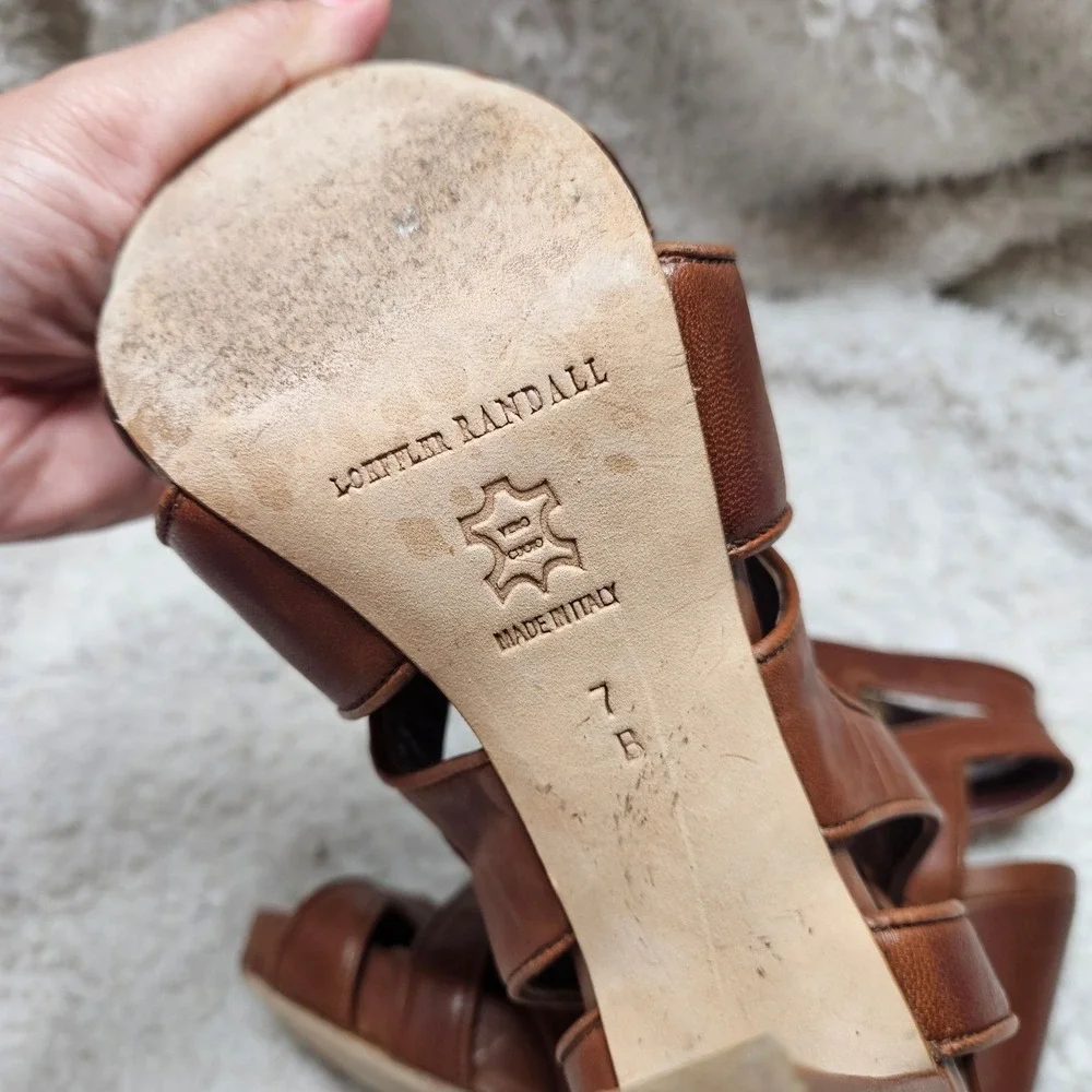 Loeffler Randall Keira Snap‎ Platform Heeled Leather Sandals size 7